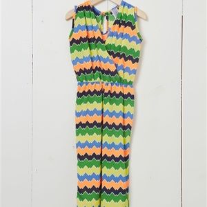 Girls Multi-Color Chevron Striped Jumpsuit